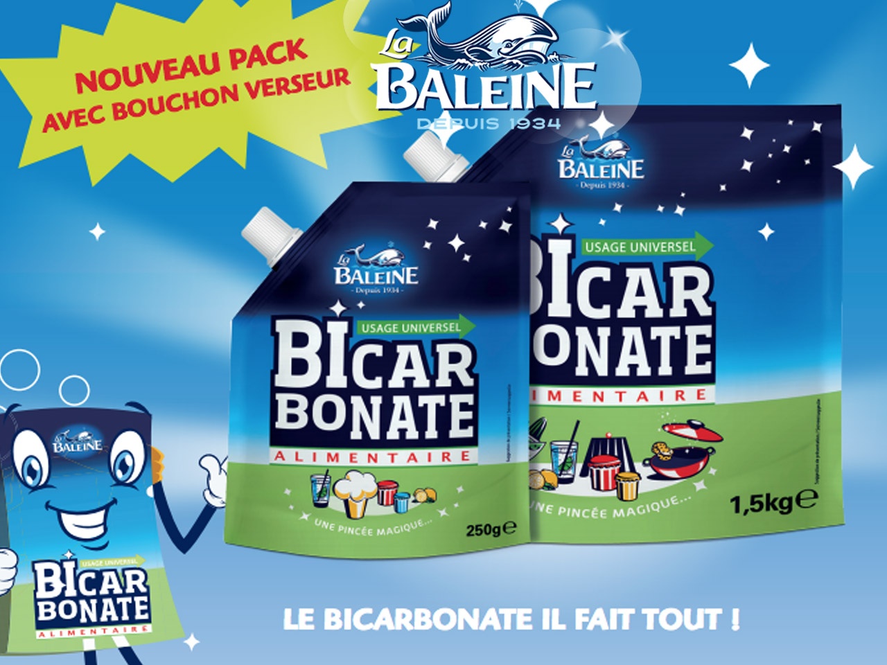Bicarbonate alimentaire, La Baleine (400 g)  La Belle Vie : Courses en  Ligne - Livraison à Domicile